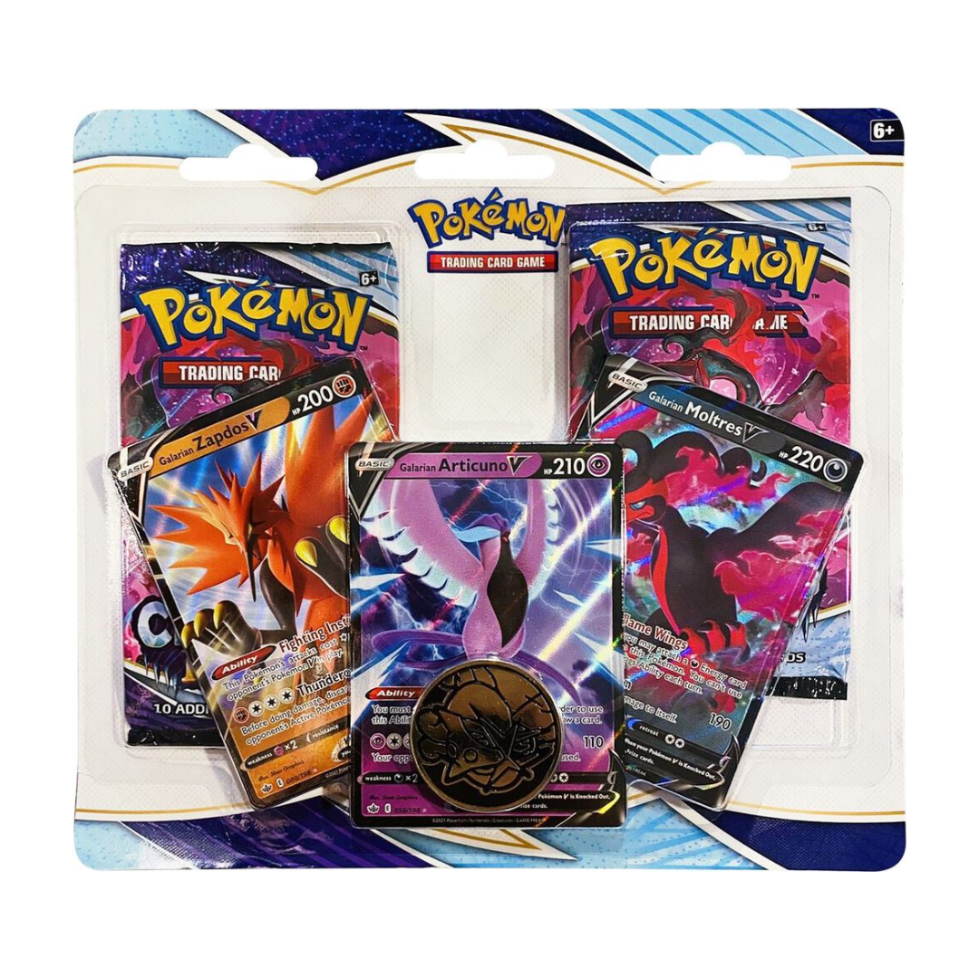 Pokémon- Chilling Reign 2 Pack Blister Galarian Zapdos V, Articuno V, Moltres V