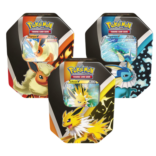 Pokémon-Jolteon, Flareon & Vaporeon V Tin Bundle